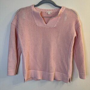 Crewcut JCrew Youth Girls Pink Pullover Crotchet Knit Sweater Size 12